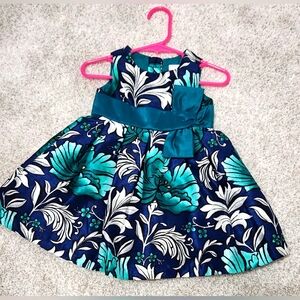 Gymboree Girls Teal Navy Blue Holiday Sleeveless Dress